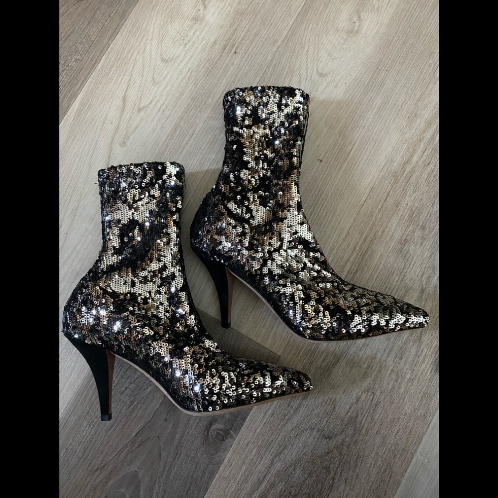 —SOLD—VALENTINO Black Silver Sequin Ankle
